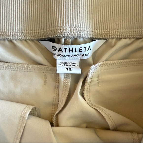 Athleta Brooklyn Pants Mid Rise Ankle Pant size 12 Cream/Beige Color - Picture 6 of 7